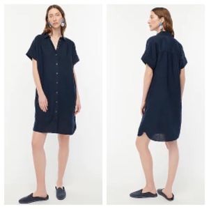 J. Crew Baird McNutt 100% linen navy shirt dress